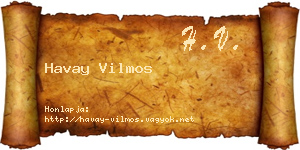 Havay Vilmos névjegykártya